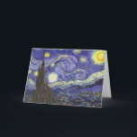 Starry Night av Vincent van Gogh Kort<br><div class="desc">Starry Night av Vincent van Gogh är en vintage bra konst post impressionism landcape cityscape tavla med en syn på Saint Remy, Frankrike från van Gogh's asyl. Natten himlar snurrar med moln med en ljusskygg måne och lysande stjärnor över den kantiga byn. Starry Night är förmodligen van Goghs mest berömd...</div>