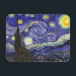 Starry Night av Vincent van Gogh Magnet<br><div class="desc">Starry Night av Vincent van Gogh är en vintage bra konst post impressionism landcape cityscape tavla med en syn på Saint Remy, Frankrike från van Gogh's asyl. Natten himlar snurrar med moln med en ljusskygg måne och lysande stjärnor över den kantiga byn. Starry Night är förmodligen van Goghs mest berömd...</div>