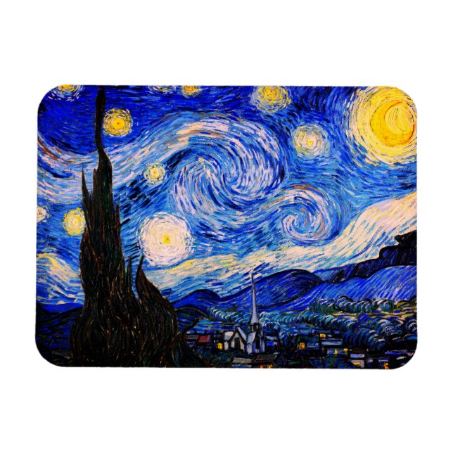 Starry Night av Vincent Van Gogh Magnet (Horisontell)