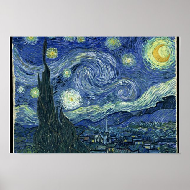 "Starry Night" av Vincent Van Gogh Poster (Framsidan)