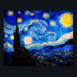 Starry Night av Vincent Van Gogh Poster<br><div class="desc">Vincent Van Gogh Starry Natten. Det här är ett gammalt mästerverk från huvudmålaren Vincent Van Gogh. Den här bran konstlandskapsmålningen har vackert,  vibrerande,  mättat färg. Vincent Van Gogh var en post impressionist-målare. Den här avbildningen är i den offentliga domänen</div>