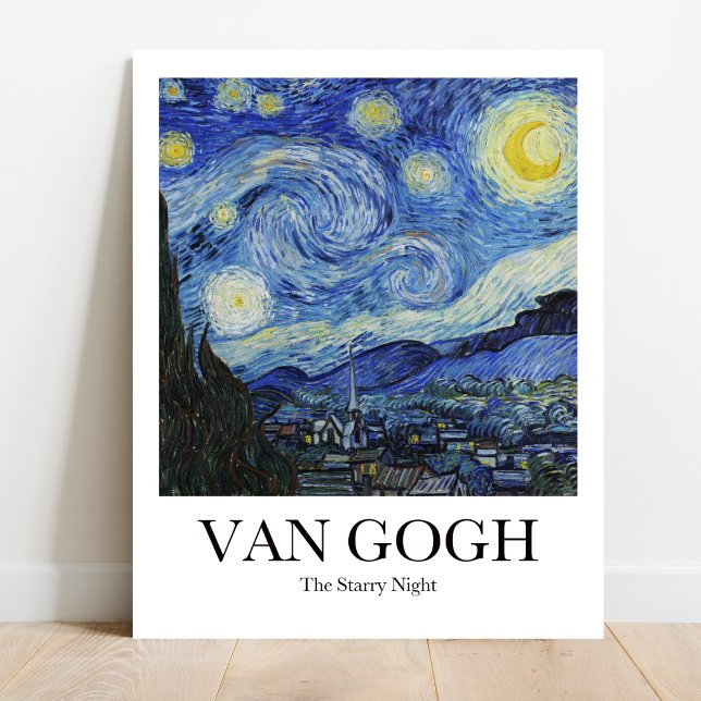 Starry Night av Vincent van Gogh Poster (
Van Gogh's Starry Night poster - swirling brushstrokes, vibrant colors, iconic moonscape)