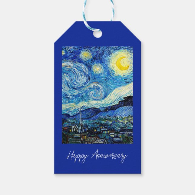 Starry Night av Vincent Van Gogh Presentetikett (Framsidan)