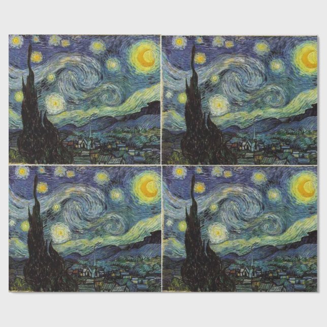 Starry Night av Vincent van Gogh. Presentpapper (Platt)