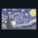 Starry Night av Vincent van Gogh Rektangulärt Klistermärke<br><div class="desc">Starry Night av Vincent van Gogh är en vintage bra konst post impressionism landcape cityscape tavla med en syn på Saint Remy, Frankrike från van Gogh's asyl. Natten himlar snurrar med moln med en ljusskygg måne och lysande stjärnor över den kantiga byn. Starry Night är förmodligen van Goghs mest berömd...</div>