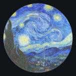 Starry Night av Vincent van Gogh Runt Klistermärke<br><div class="desc">Starry Night av Vincent van Gogh</div>