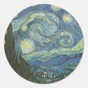 Starry Night av Vincent Van Gogh Runt Klistermärke