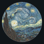 Starry Night av Vincent Van Gogh Runt Klistermärke<br><div class="desc">Starry Night av Vincent Van Gogh</div>