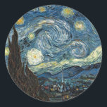 Starry Night av Vincent Van Gogh Runt Klistermärke<br><div class="desc">Starry Night av Vincent Van Gogh</div>