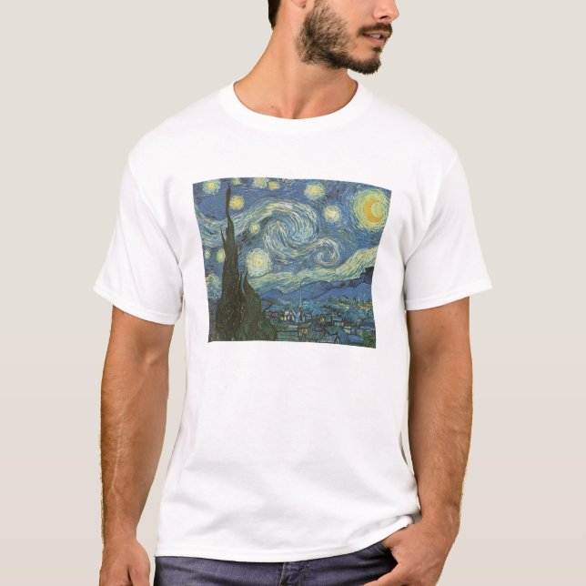 Starry Night av Vincent Van Gogh Tee Shirt (Framsida)