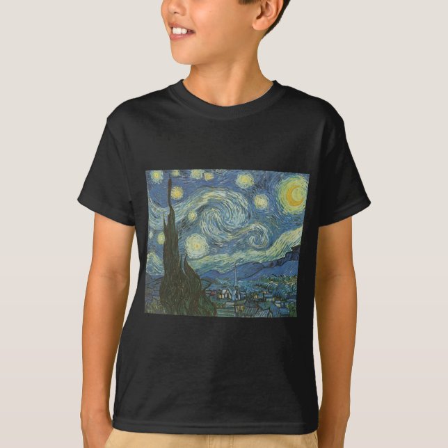 Starry Night av Vincent Van Gogh Tee Shirt (Framsida)