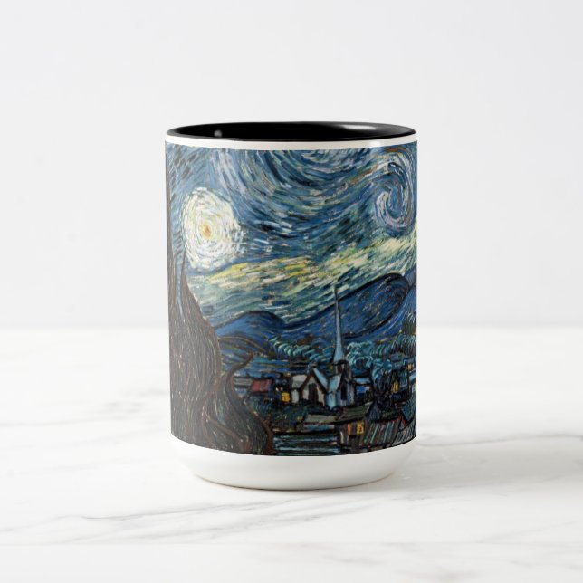 Starry Night av Vincent Van Gogh Två-Tonad Mugg (Center)