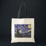 Starry Night av Vincent van Gogh Tygkasse<br><div class="desc">Starry Night av Vincent van Gogh är en vintage bra konst post impressionism landcape cityscape tavla med en syn på Saint Remy, Frankrike från van Goghs asyl. Natten himlar snurrar med moln med en ljusskygg måne och lysande stjärnor över den kantiga byn. Starry Night är förmodligen van Goghs mest berömd...</div>