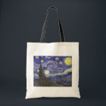 Starry Night av Vincent van Gogh Tygkasse<br><div class="desc">Starry Night av Vincent van Gogh är en vintage bra konst post impressionism landcape cityscape tavla med en syn på Saint Remy, Frankrike från van Goghs asyl. Natten himlar snurrar med moln med en ljusskygg måne och lysande stjärnor över den kantiga byn. Starry Night är förmodligen van Goghs mest berömd...</div>