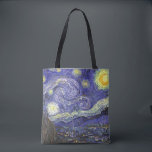 Starry Night av Vincent van Gogh Tygkasse<br><div class="desc">Fin tote bags som är övertryckt! Finns i två stilar och två storlekar! Starry Night av Vincent van Gogh är en vintage bra konst post impressionism landcape cityscape tavla med en syn på Saint Remy, Frankrike från van Gogh's asyl. Natten himlar snurrar med moln med en ljusskygg måne och lysande...</div>