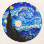 Starry Night av Vincent Van Gogh Underlägg Papper Rund<br><div class="desc">Vincent Van Gogh Starry Natten. Det här är ett gammalt mästerverk från huvudmålaren Vincent Van Gogh. Den här bran konstlandskapsmålningen har vackert,  vibrerande,  mättat färg. Vincent Van Gogh var en dutch post impressionist-målare. Den här avbildningen är i den offentliga domänen</div>