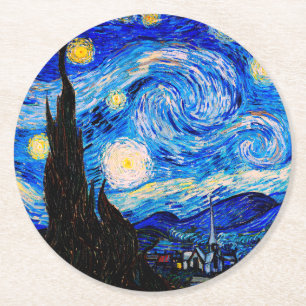 Starry Night av Vincent Van Gogh Underlägg Papper Rund