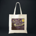 Starry Night av Vincent van Gogh, Vintage Fine Art Tygkasse<br><div class="desc">Starry Night (1889) av Vincent van Gogh är en vintage post impressionism bra konst liggande naturmålning. En syn på en stad i dalen på natten med molnen snurrande, stjärnorna skugga och en vacker gyllene gult krescent måne. Den målades under dagen från minnet och är van Goghs mest berömd målning. Om...</div>