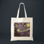 Starry Night av Vincent van Gogh, Vintage Fine Art Tygkasse<br><div class="desc">Starry Night (1889) av Vincent van Gogh är en vintage post impressionism bra konst liggande naturmålning. En syn på en stad i dalen på natten med molnen snurrande, stjärnorna skugga och en vacker gyllene gult krescent måne. Den målades under dagen från minnet och är van Goghs mest berömd målning. Om...</div>