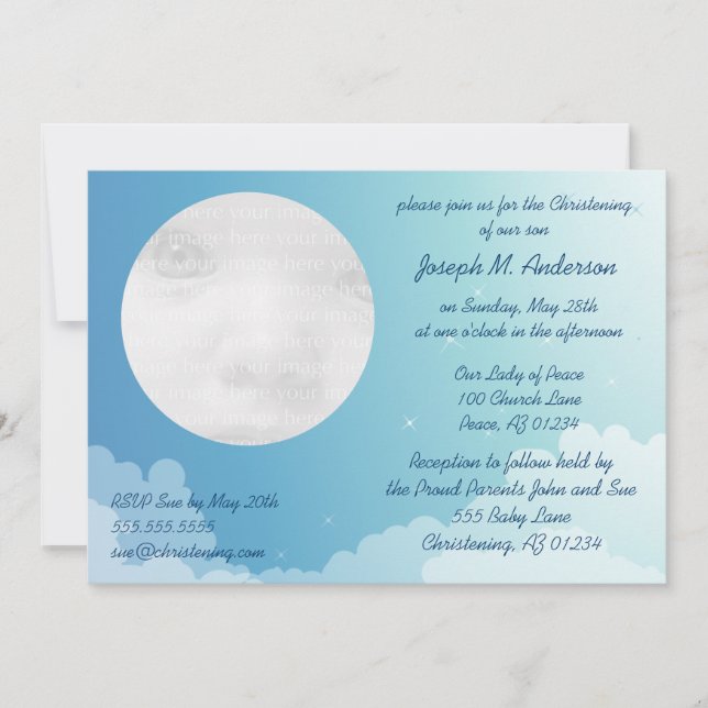Starry Night Baby Christening-inbjudan Inbjudningar (Framsida)