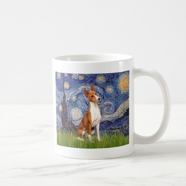 Starry Night - Basenji Kaffemugg (Höger)