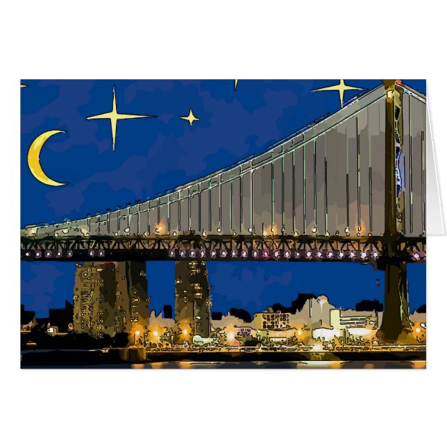 Starry Night Ben Franklin Bridge Hälsningskort (Framsidan Horizontal)
