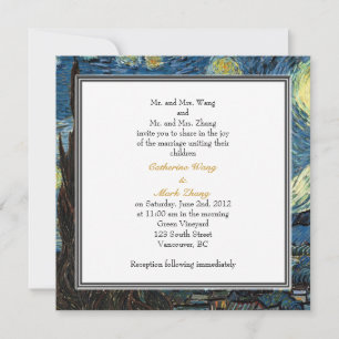 Starry Night, berömd bra Art bröllopsinbjudan. Inbjudningar