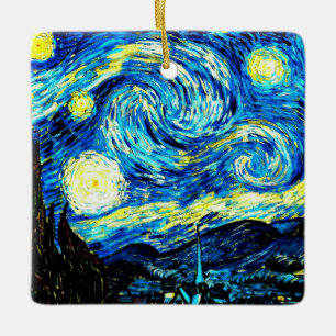 Starry Night, berömd-målning av van Gogh, Julgransprydnad Keramik