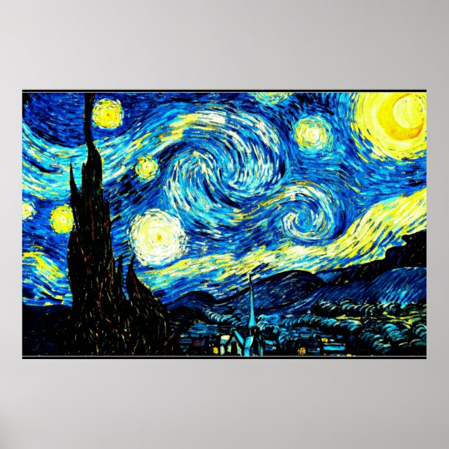 Starry Night, berömd-målning av Van Gogh Poster (Framsidan)