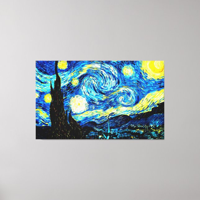 Starry Night, berömd-målning av Vincent van Gogh Canvastryck (Framsida)