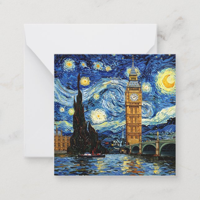 Starry Night Big Ben London England Anteckningskort (Framsida)