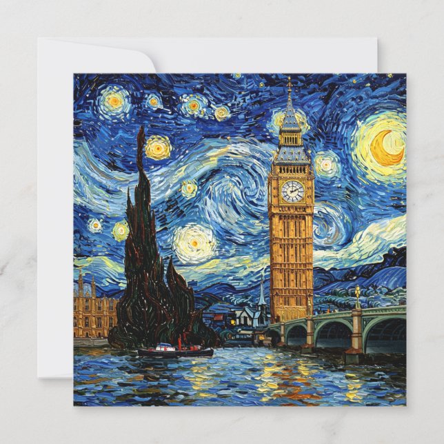 Starry Night Big Ben London England Inbjudningar (Framsida)