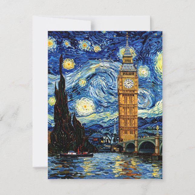 Starry Night Big Ben London England OSA Kort (Framsida)