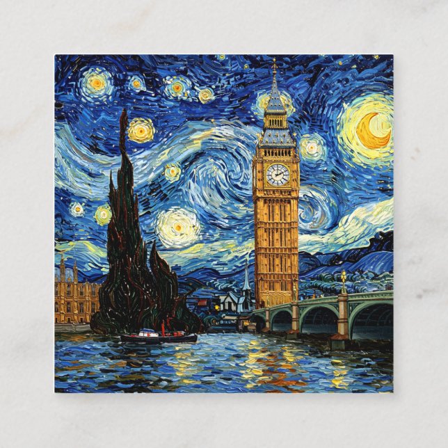 Starry Night Big Ben London England Tilläggskort (Baksida)