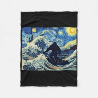 Starry Night Bigfoot Surfing Great Wave Off Kanaga Fleecefilt