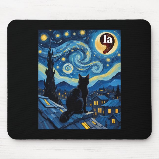Starry Night Black Cat Comma La Kamala Harris 1 Musmatta (Framsidan)