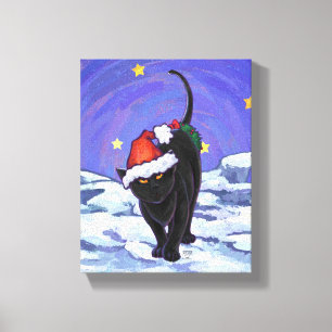 Starry Night Black Cat-jul Canvastryck