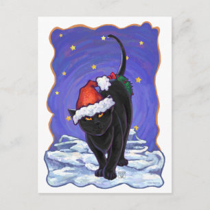 Starry Night Black Cat-jul Helg Vykort