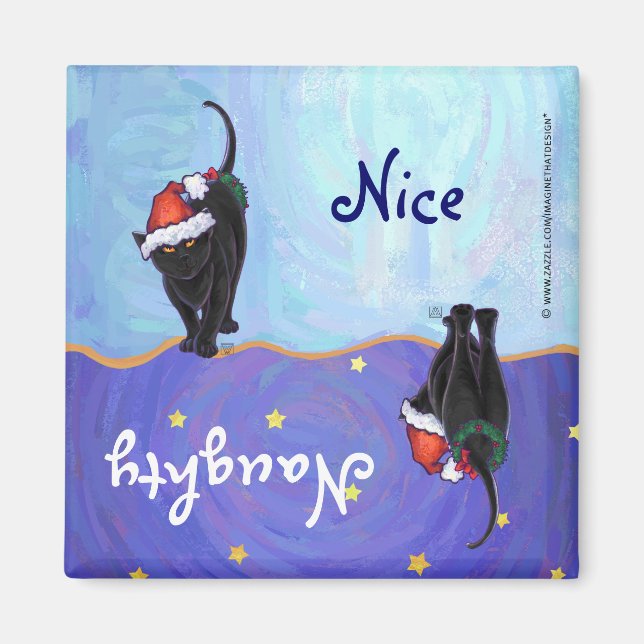 Starry Night Black Cat-jul Magnet (Framsidan)