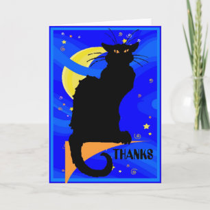 Starry Night Black Cat THANKS Kort