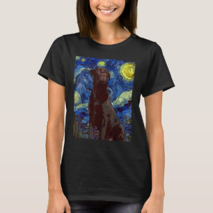 Starry Night Black Giant Labrador Hund Painting Hu T Shirt