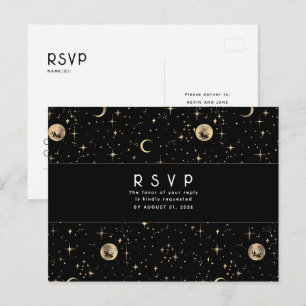 Starry Night Black och Guld Bröllop OSA Vykort