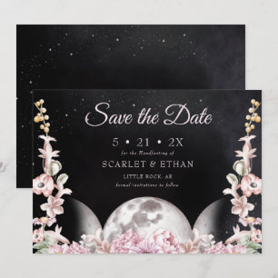 Starry Night Black & Rosa Triple Måne Handfastande Spara Datumet