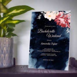 Starry Night Blommigt Bachelorette Helg Inbjudningar