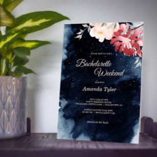 Starry Night Blommigt Bachelorette Helg Inbjudningar