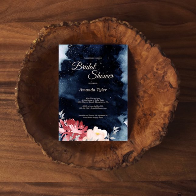 Starry Night Blommigt Inbjudningskort för möhippan (Skapare uppladdad)