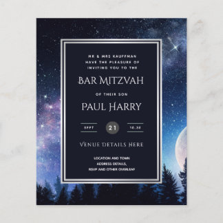 Starry Night Blue Bar Bat Mitzvah-inbjudningar