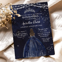 Starry Night Blue Dress Silver Quinceañera