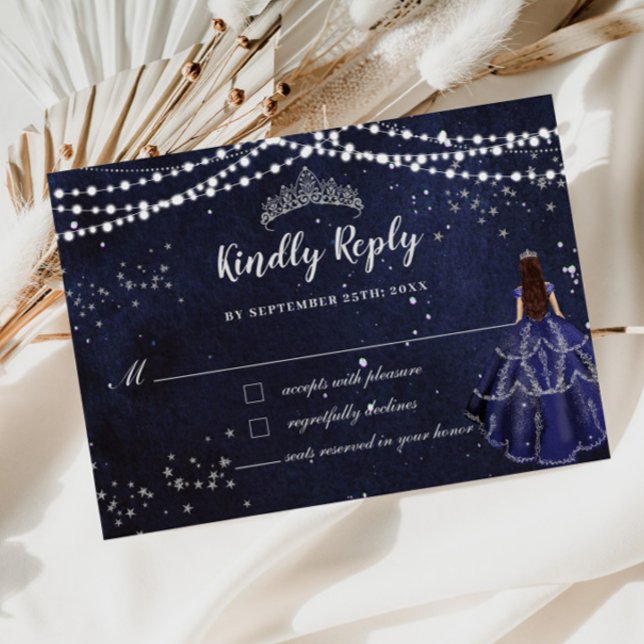 Starry Night Blue Dress Silver Quinceañera OSA Kort (Skapare uppladdad)