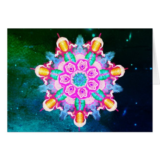 *~* Starry Night Blue, Grönt Healers Energy Hälsningskort (Framsidan Horizontal)